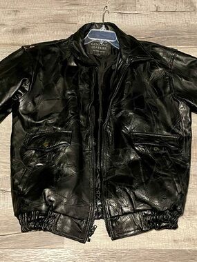 Vintage Maxam Brand  Genuine Leather Top Grain Lambskin Black Full Zip Large